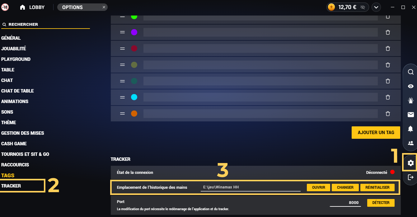 Winamax Configuration
