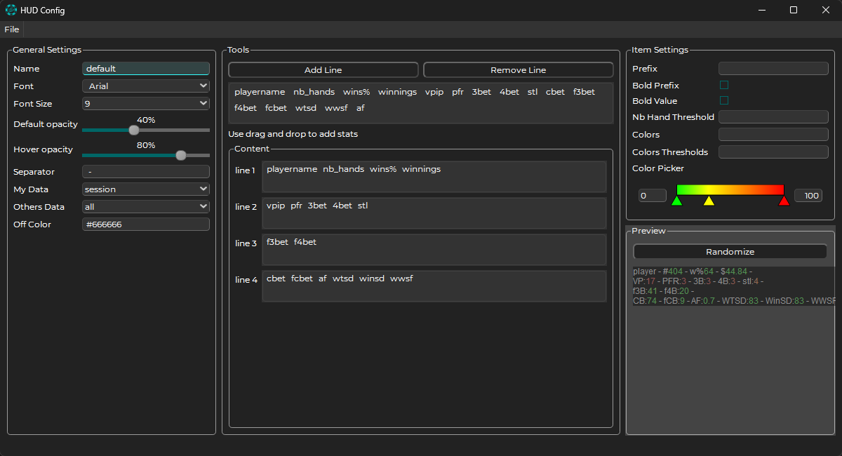 HUD Configuration